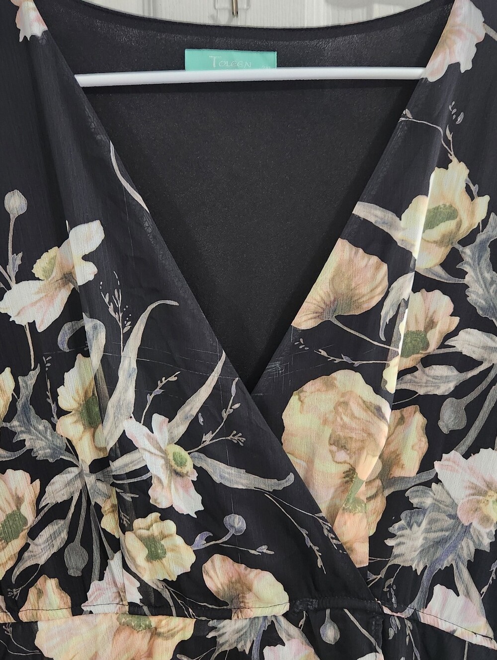 Toleen babydoll floral soft romantic maxi dress tiered sheer sleeves 2XL - Picture 6 of 13